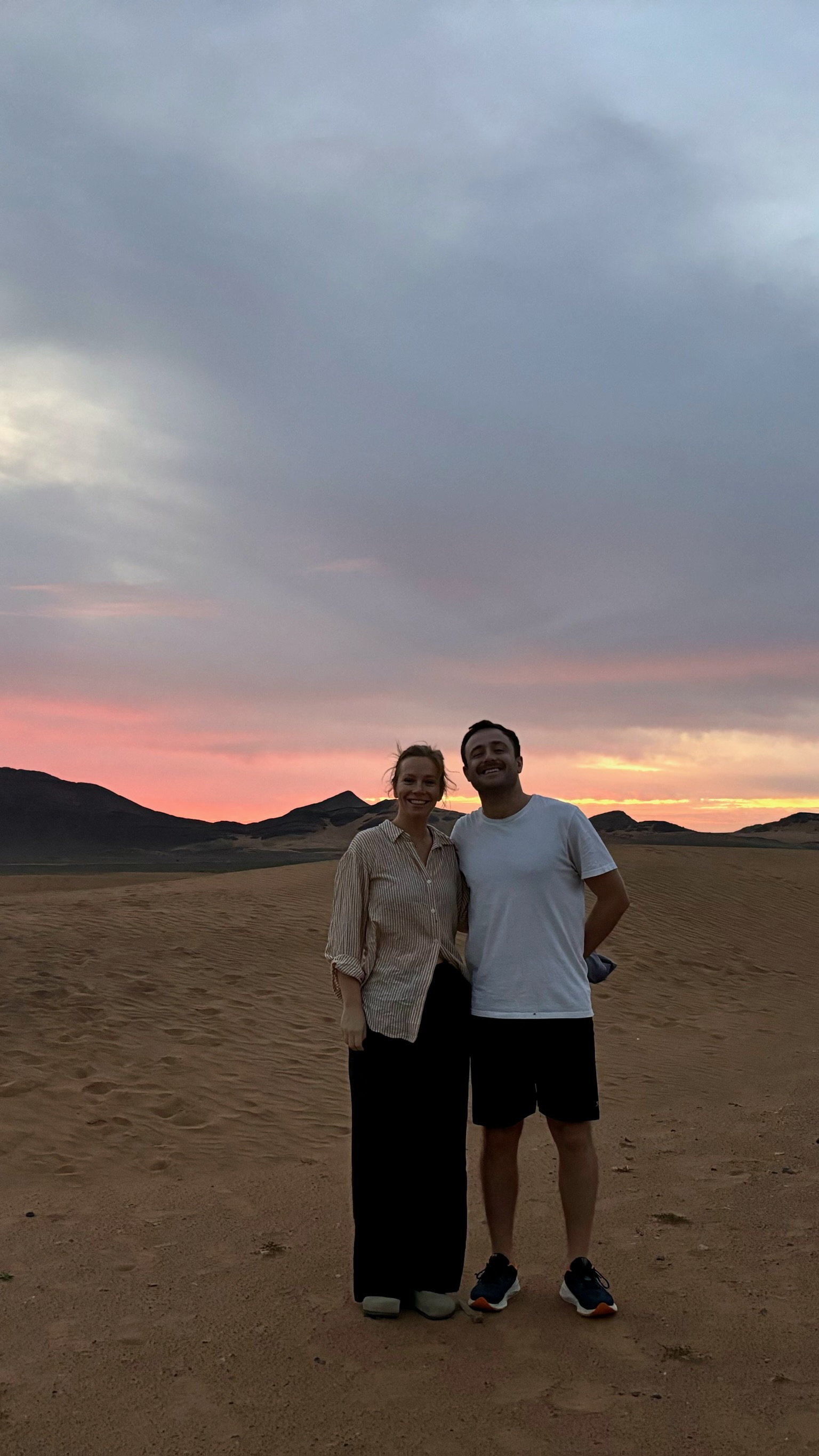 Callum and Livvy at desert sunset